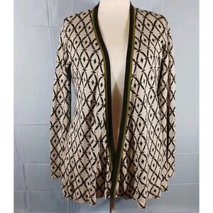 Belldini Cardigan Sweater Women's XL Open Front Black White Geometric Hi-Low Hem